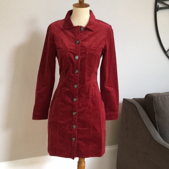 Zara Dresses & Skirts - Zara Red Corduroy  trf Collection Dress